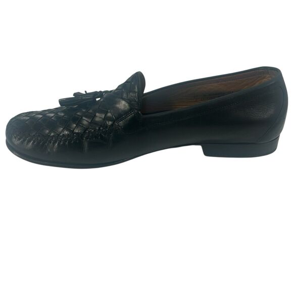 COLE HAAN Mens Casual Dress Shoes Black Woven Leather Tassel Loafer SZ 12 Resort main image 6
